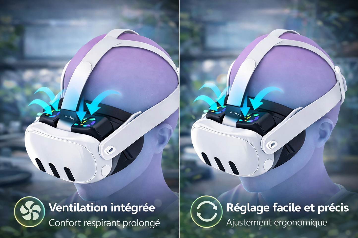 👉 Interface Faciale VR Ventilée RGB pour Meta Quest 3 – Anti-Buée & Confort Ultime