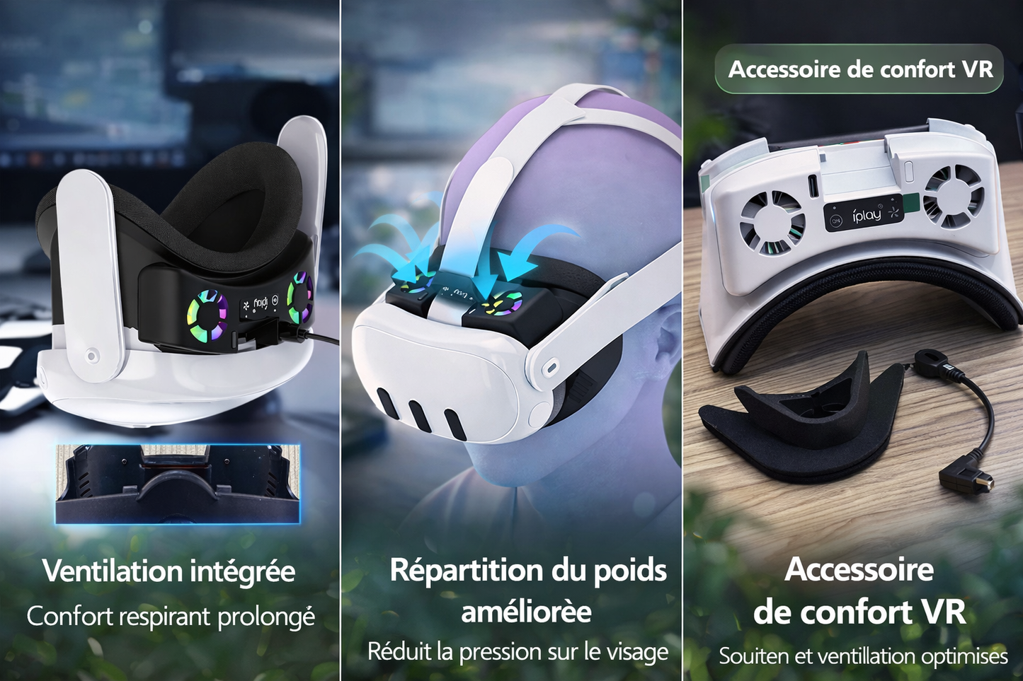 👉 Interface Faciale VR Ventilée RGB pour Meta Quest 3 – Anti-Buée & Confort Ultime