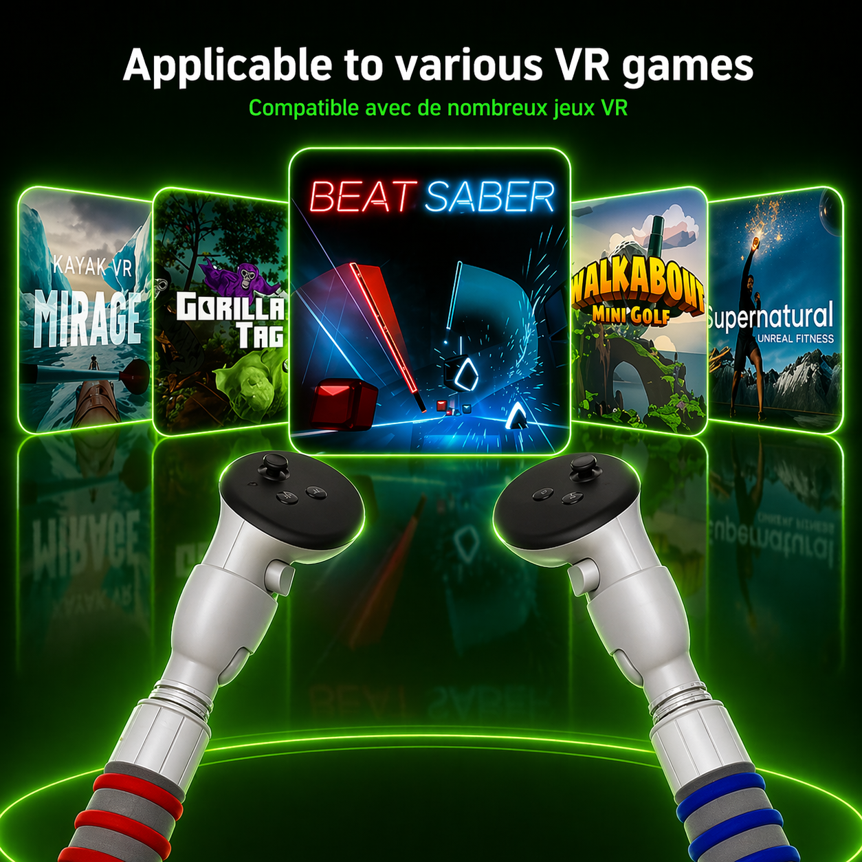 🎮 Poignée VR Immersive – Extension Manette Oculus Quest 2 / 3 (Golf, Kayak, Fitness)