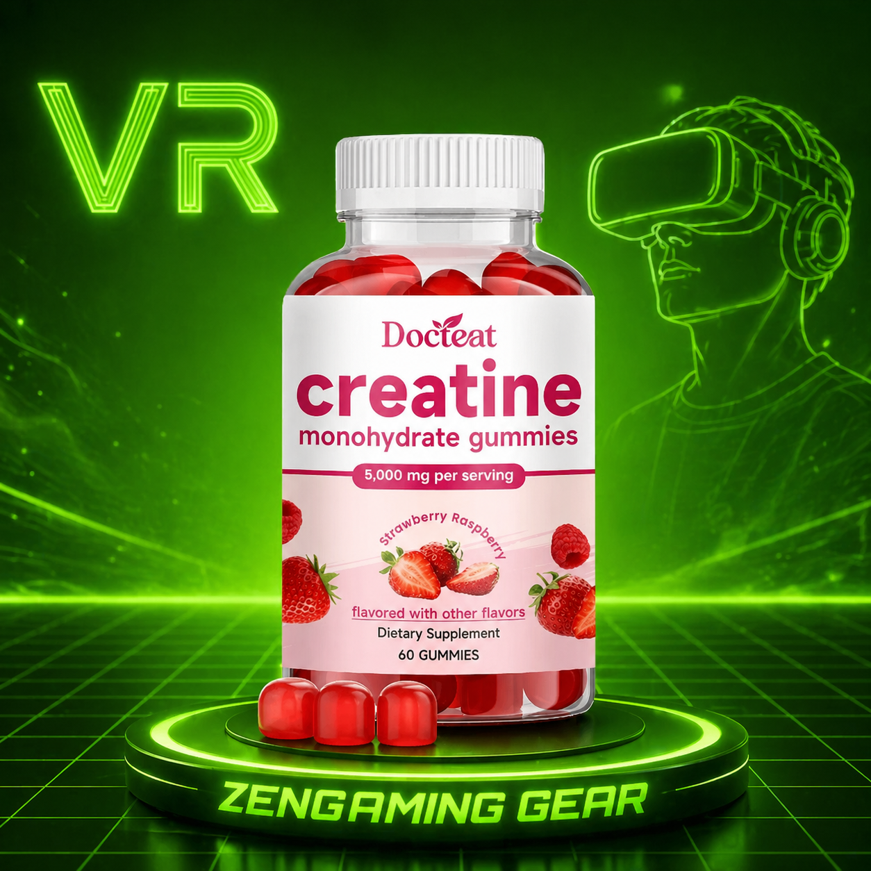 💥Creatine Gummies VR – Énergie, Focus & Performance Gaming (5000mg)