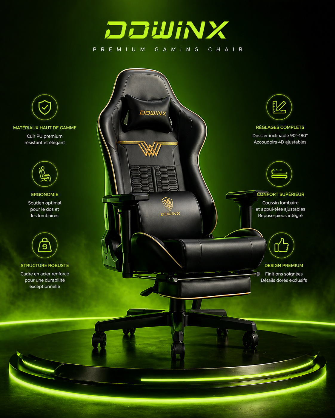 🪑 Chaise Gaming Premium – Confort Absolu & Immersion VR Totale