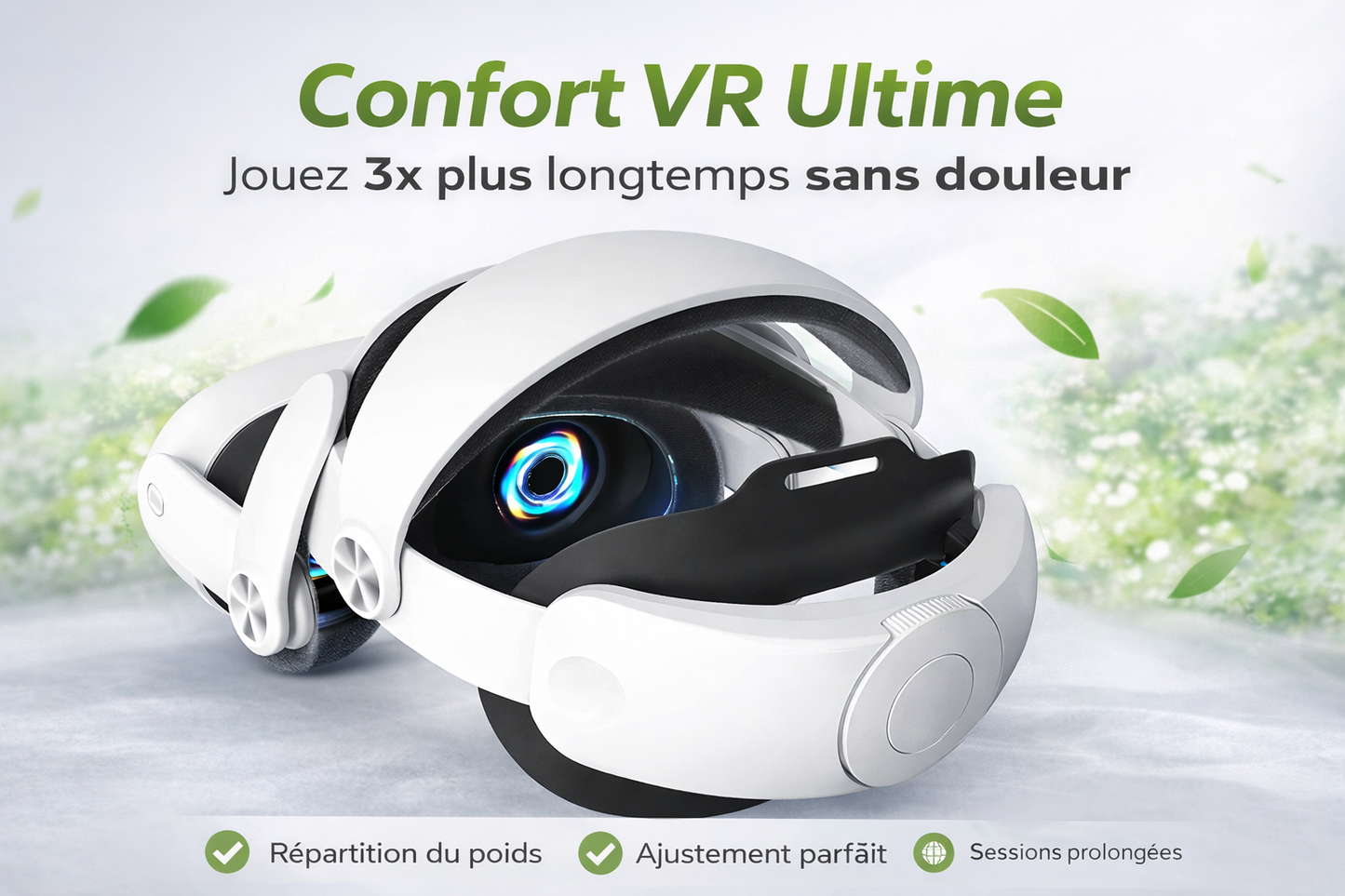 👉 Sangle Confort VR Meta Quest 3 / 3S – Bandeau Halo Réglable Ultra Ergonomique