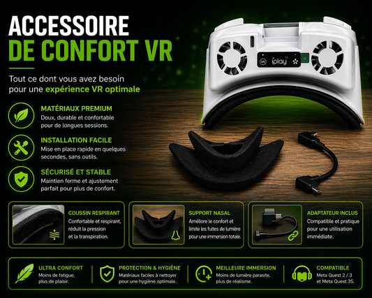 👉 Interface Faciale VR Ventilée RGB pour Meta Quest 3 – Anti-Buée & Confort Ultime
