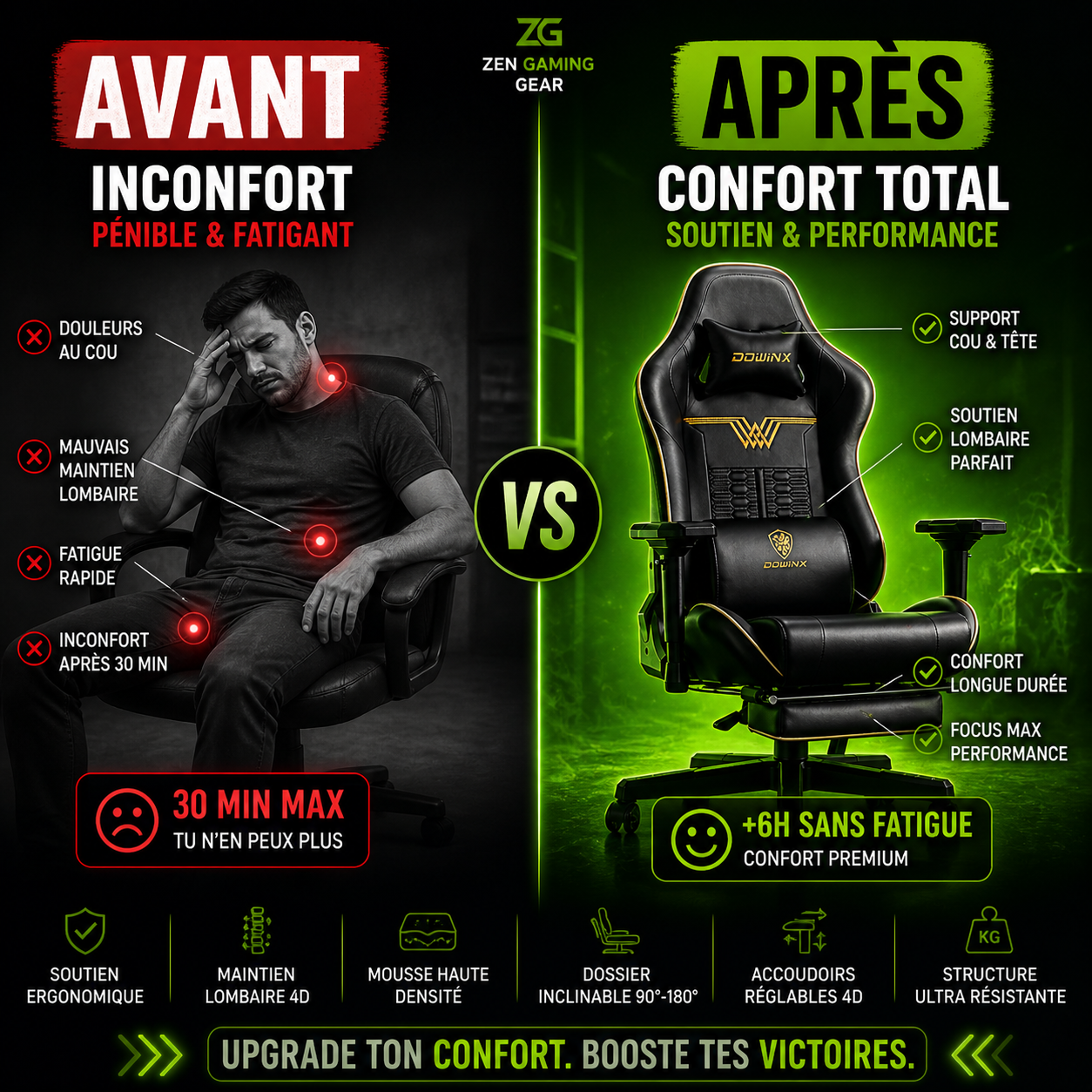🪑 Chaise Gaming Premium – Confort Absolu & Immersion VR Totale